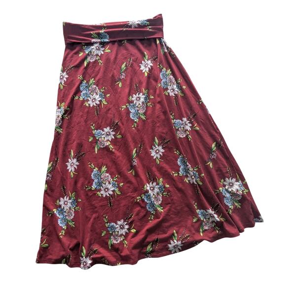 Loveappella Maroon Floral Maxi Skirt size MP - Picture 1 of 5